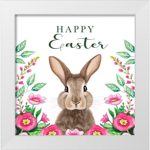 Happy Easter Bunny White Modern Wood Framed Art Print by Tyndall, Elizabeth