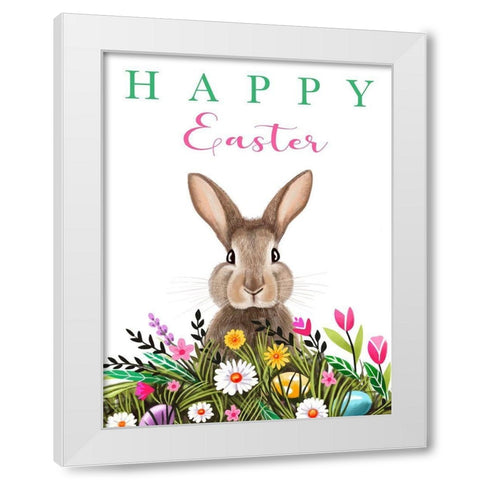 Happy Easter Bunny White Modern Wood Framed Art Print by Tyndall, Elizabeth