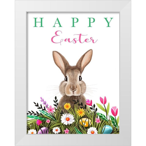Happy Easter Bunny White Modern Wood Framed Art Print by Tyndall, Elizabeth