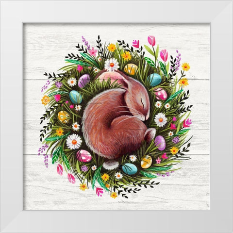 Easter Bunny Sleeping White Modern Wood Framed Art Print by Tyndall, Elizabeth