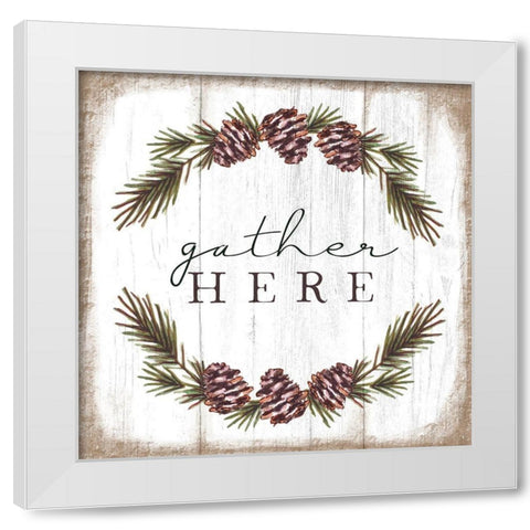 Gather Here White Modern Wood Framed Art Print by Tyndall, Elizabeth