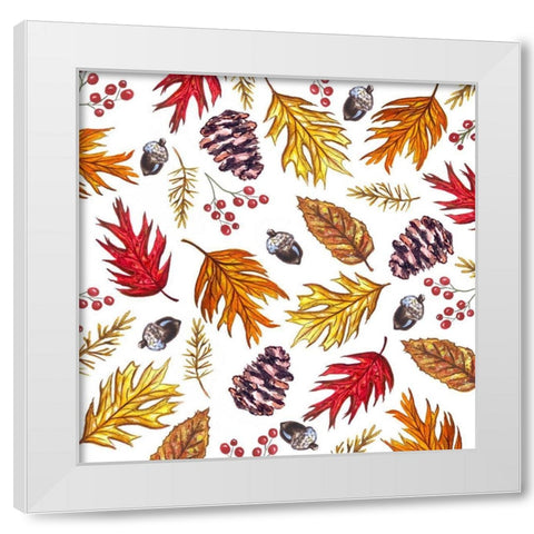 Fall Pattern White Modern Wood Framed Art Print by Tyndall, Elizabeth