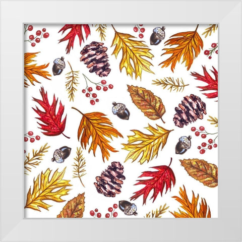 Fall Pattern White Modern Wood Framed Art Print by Tyndall, Elizabeth