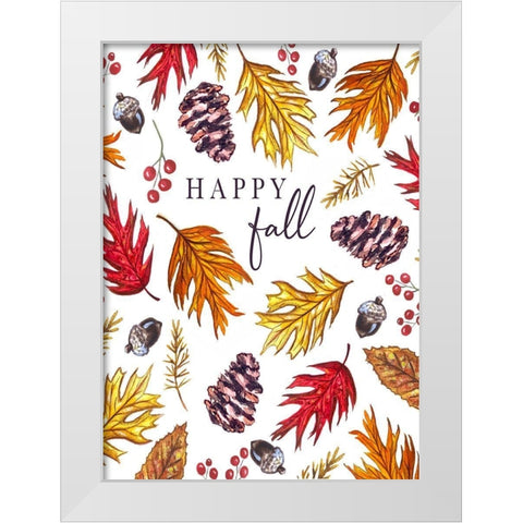 Happy Fall White Modern Wood Framed Art Print by Tyndall, Elizabeth