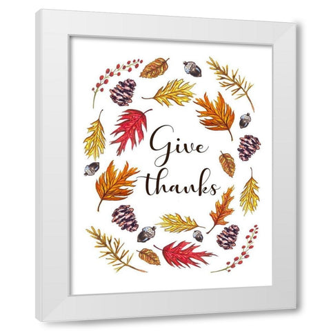 Give Thanks White Modern Wood Framed Art Print by Tyndall, Elizabeth