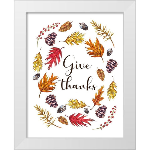 Give Thanks White Modern Wood Framed Art Print by Tyndall, Elizabeth