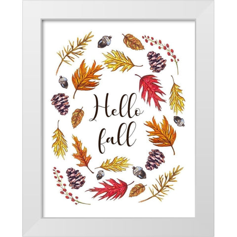 Hello Fall White Modern Wood Framed Art Print by Tyndall, Elizabeth