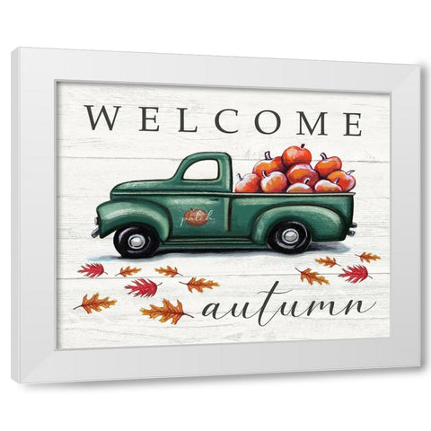 Welcome Autumn White Modern Wood Framed Art Print by Tyndall, Elizabeth