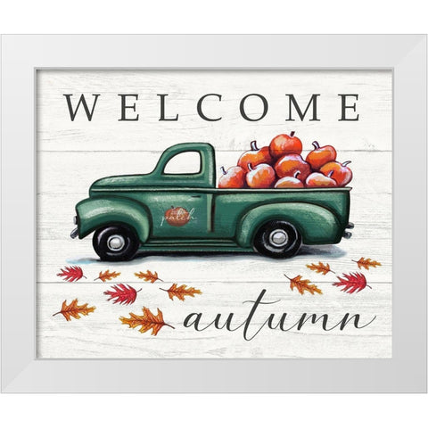 Welcome Autumn White Modern Wood Framed Art Print by Tyndall, Elizabeth