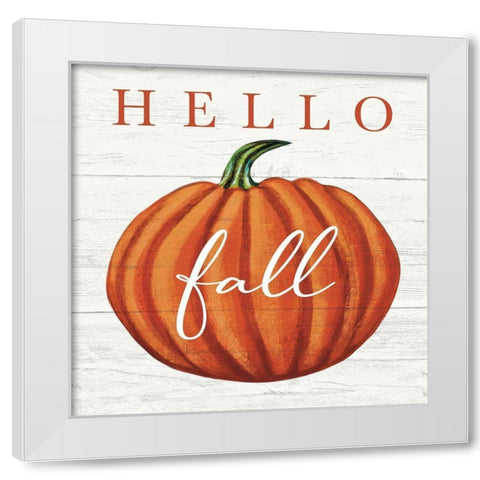 Hello Fall White Modern Wood Framed Art Print by Tyndall, Elizabeth