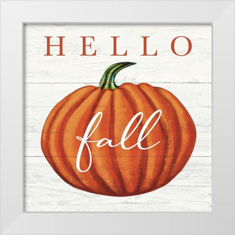 Hello Fall White Modern Wood Framed Art Print by Tyndall, Elizabeth