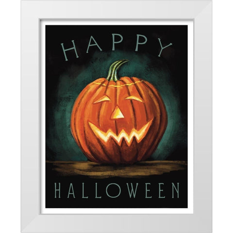 Happy Halloween White Modern Wood Framed Art Print by Tyndall, Elizabeth