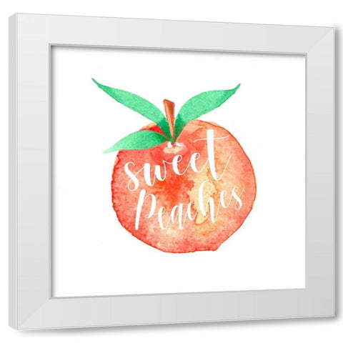 Sweet Peaches White Modern Wood Framed Art Print by Tyndall, Elizabeth
