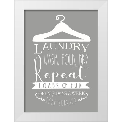 Laundry Sign White Modern Wood Framed Art Print by Tyndall, Elizabeth