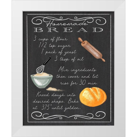 Homemade Bread Recipe White Modern Wood Framed Art Print by Tyndall, Elizabeth