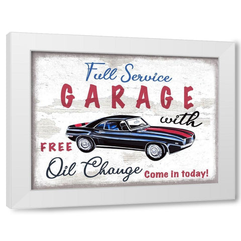 Full Service Garage White Modern Wood Framed Art Print by Tyndall, Elizabeth