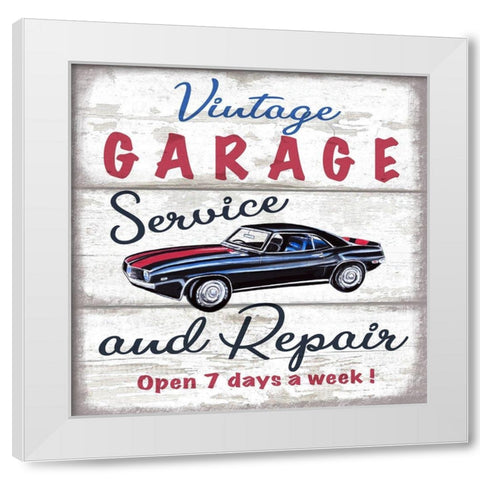 Vintage Garage White Modern Wood Framed Art Print by Tyndall, Elizabeth