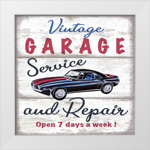 Vintage Garage White Modern Wood Framed Art Print by Tyndall, Elizabeth