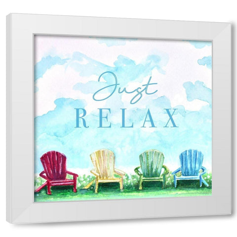 Just Relax White Modern Wood Framed Art Print by Tyndall, Elizabeth