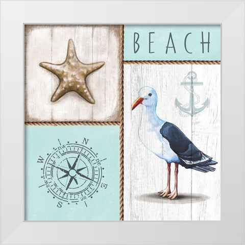 Nautical Beach White Modern Wood Framed Art Print by Tyndall, Elizabeth