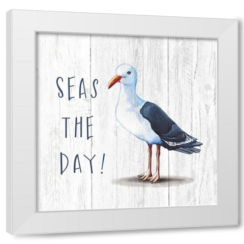 Seas the Day White Modern Wood Framed Art Print by Tyndall, Elizabeth