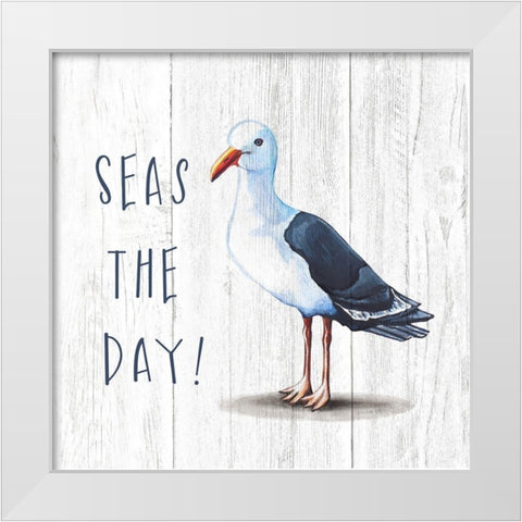 Seas the Day White Modern Wood Framed Art Print by Tyndall, Elizabeth