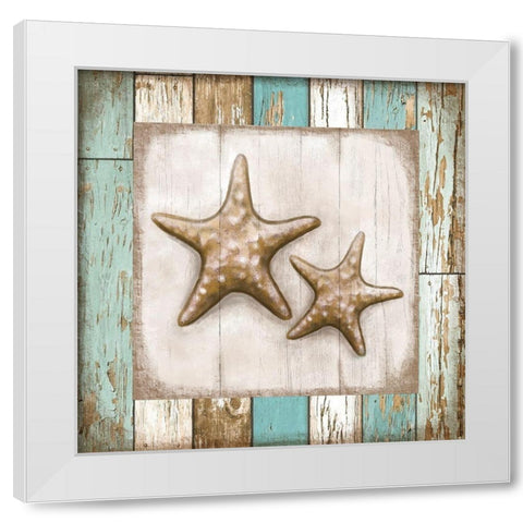 Two Starfish White Modern Wood Framed Art Print by Tyndall, Elizabeth