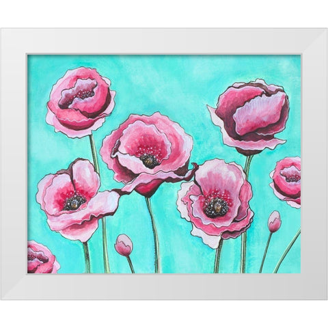 Pink Poppies II White Modern Wood Framed Art Print by Tyndall, Elizabeth