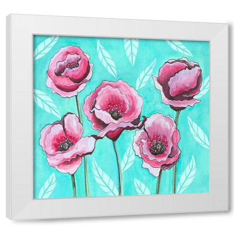 Pink Poppies IV White Modern Wood Framed Art Print by Tyndall, Elizabeth