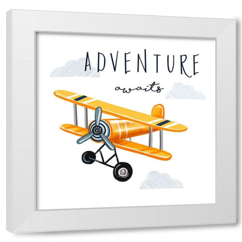 Adventure Awaits White Modern Wood Framed Art Print by Tyndall, Elizabeth