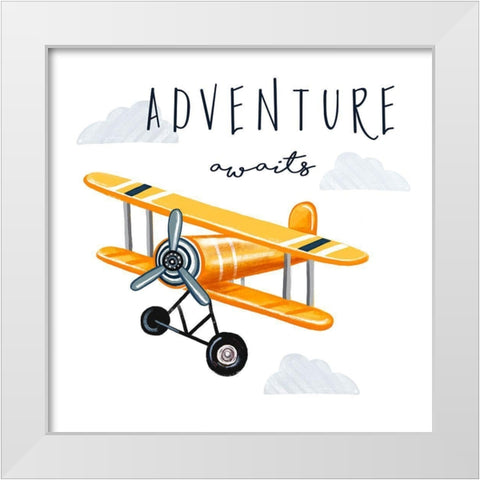 Adventure Awaits White Modern Wood Framed Art Print by Tyndall, Elizabeth