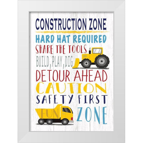 Construction Zone White Modern Wood Framed Art Print by Tyndall, Elizabeth