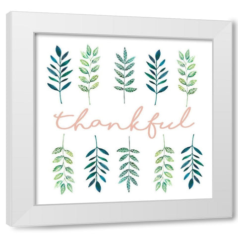 Thankful Leaves White Modern Wood Framed Art Print by Tyndall, Elizabeth