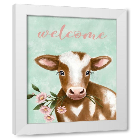 Welcome Cow White Modern Wood Framed Art Print by Tyndall, Elizabeth