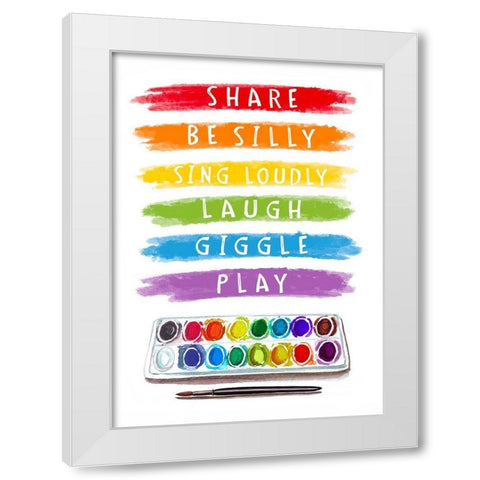 Share, Be Silly White Modern Wood Framed Art Print by Tyndall, Elizabeth