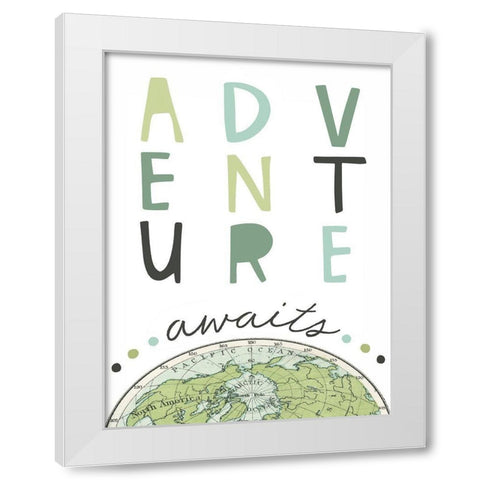 Adventure Awaits White Modern Wood Framed Art Print by Tyndall, Elizabeth