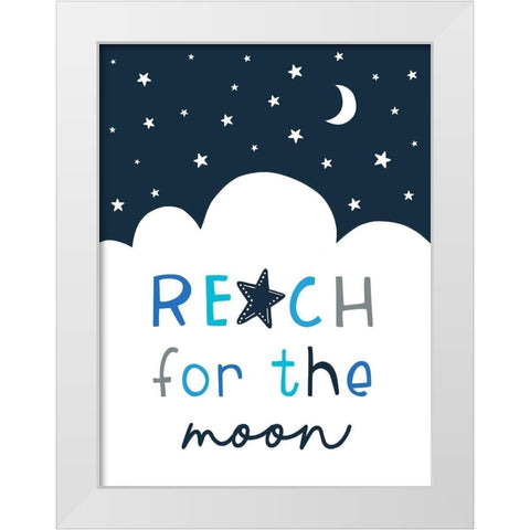 Reach for the Moon White Modern Wood Framed Art Print by Tyndall, Elizabeth