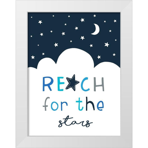 Reach for the Stars White Modern Wood Framed Art Print by Tyndall, Elizabeth