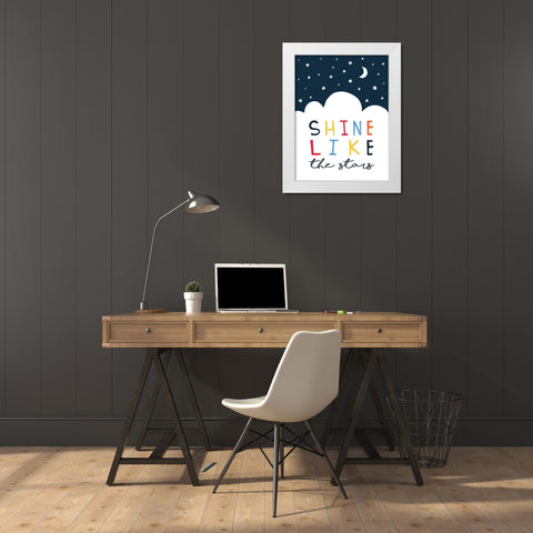 Shine Like the Stars White Modern Wood Framed Art Print by Tyndall, Elizabeth