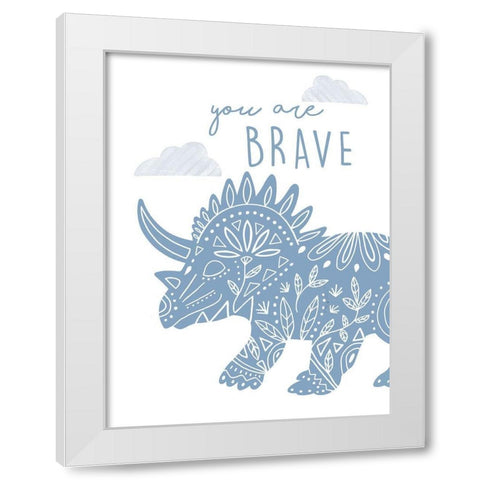 You Are Brave Dino White Modern Wood Framed Art Print by Tyndall, Elizabeth