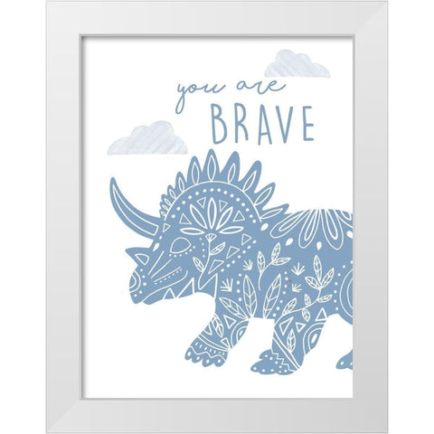 You Are Brave Dino White Modern Wood Framed Art Print by Tyndall, Elizabeth
