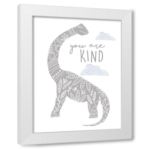 You Are Kind Dino White Modern Wood Framed Art Print by Tyndall, Elizabeth