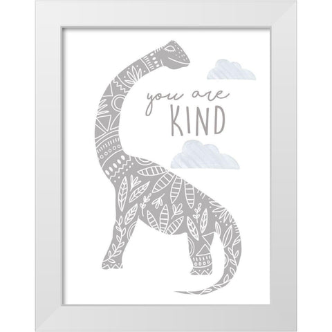 You Are Kind Dino White Modern Wood Framed Art Print by Tyndall, Elizabeth