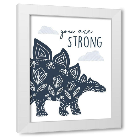 You Are Strong Dino White Modern Wood Framed Art Print by Tyndall, Elizabeth