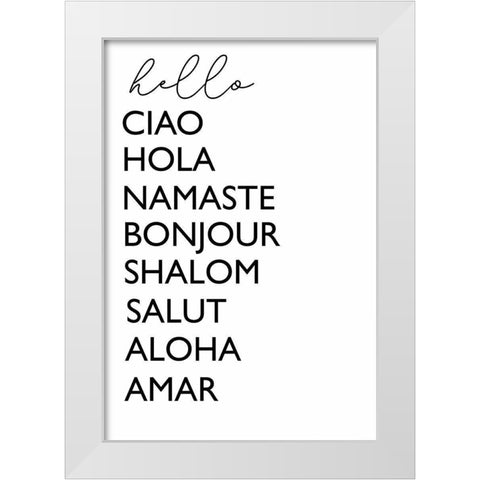 Hello Cursive White Modern Wood Framed Art Print by Tyndall, Elizabeth