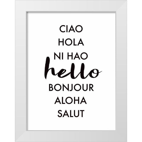 Hello Languages White Modern Wood Framed Art Print by Tyndall, Elizabeth