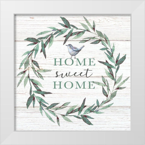 Home Sweet Home Bird White Modern Wood Framed Art Print by Tyndall, Elizabeth