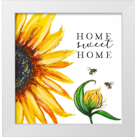 Home Sweet Home Sunflower White Modern Wood Framed Art Print by Tyndall, Elizabeth