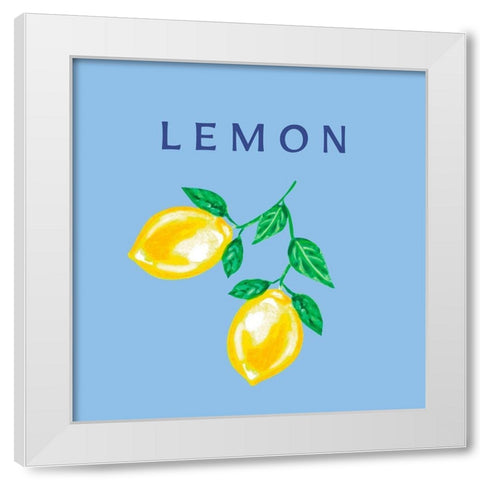 Hanging Lemons White Modern Wood Framed Art Print by Tyndall, Elizabeth