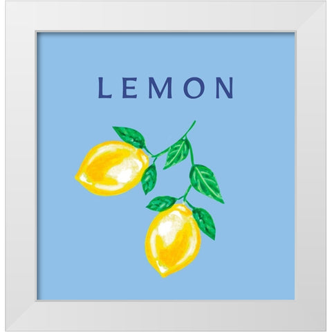 Hanging Lemons White Modern Wood Framed Art Print by Tyndall, Elizabeth